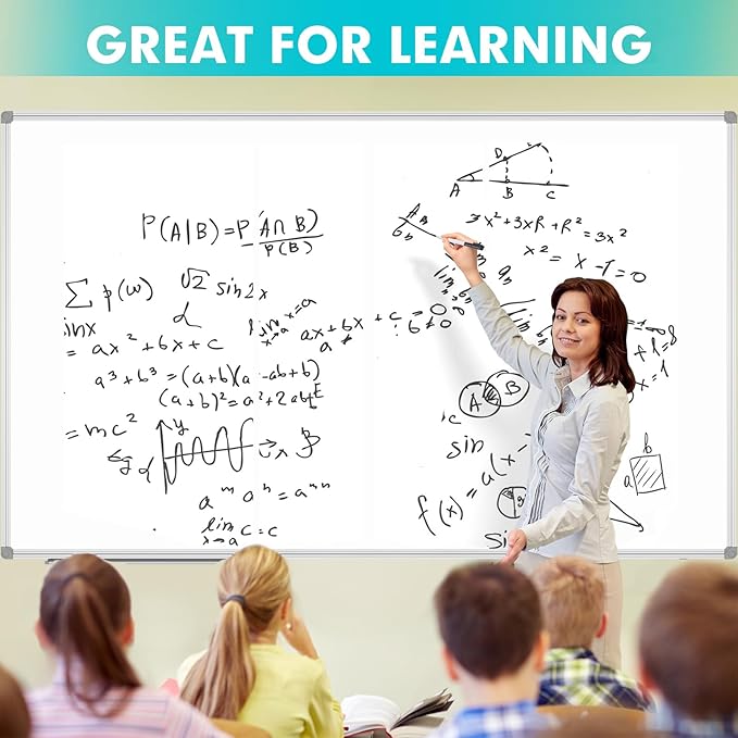 JILoffice Magnetic Dry Erase Board 96 x 48 inches, Large 4" x 8" Whiteboard for wall, Silver Aluminum Frame Wall Mounted Board for Office Home and School