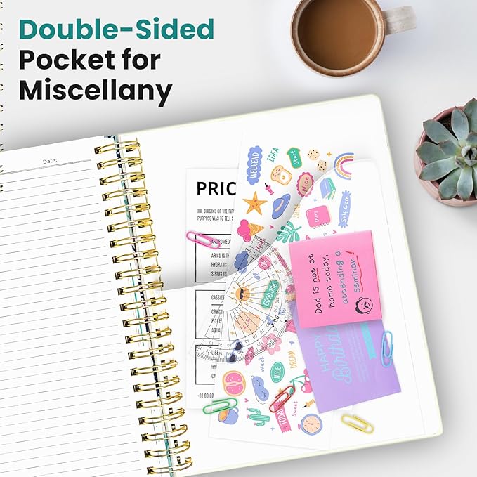 Large Spiral Lined Notebooks for Work with Removable Dividers & Tabs, 8.5"x11" Pretty Hardcover 5 Subject Notebook Journal for Women, College Ruled, Perfect for Study & Office Organization, 280 Pages,Drifting Whales