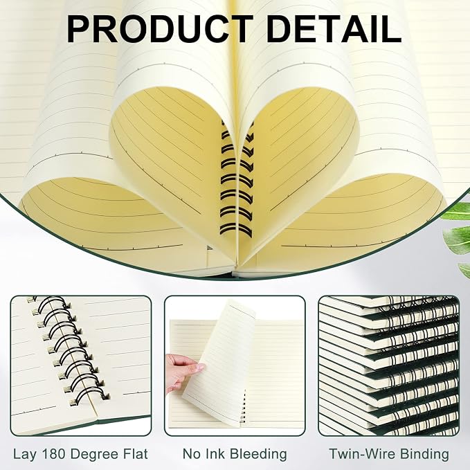 Yahenda 18 Pcs Spiral Notebooks, 1 Subject, Wide Ruled, Deep Green