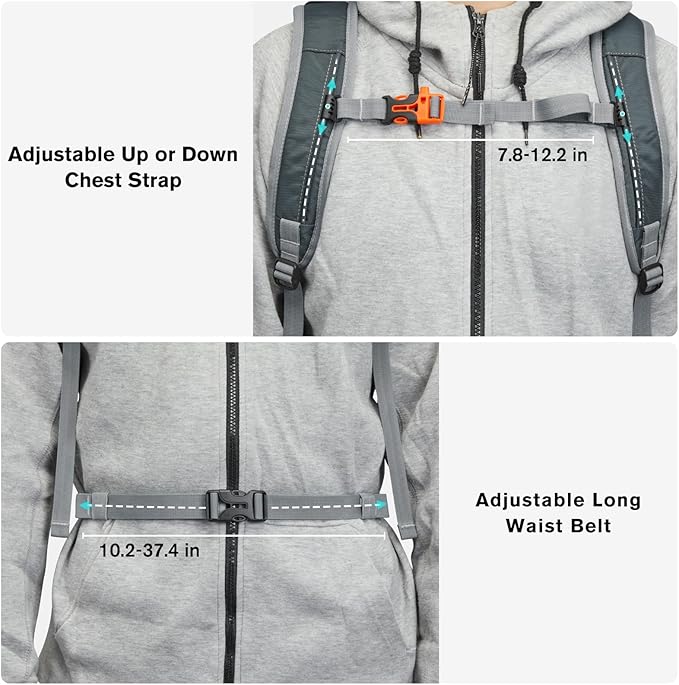 G4Free 30L Lightweight Hiking Backpack for Men Women, Airline Approved Day Pack for Travel, Bussiness Work, Easy Hike(Grey)