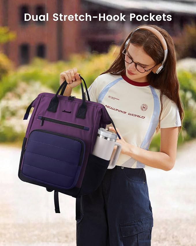 LOVEVOOK Puffer Laptop Backpack for Women, 15.6 Inch Work Backpack purse for Nurse Teacher, Personal Item Travel Bag College Computer Daypack for Daily Commute