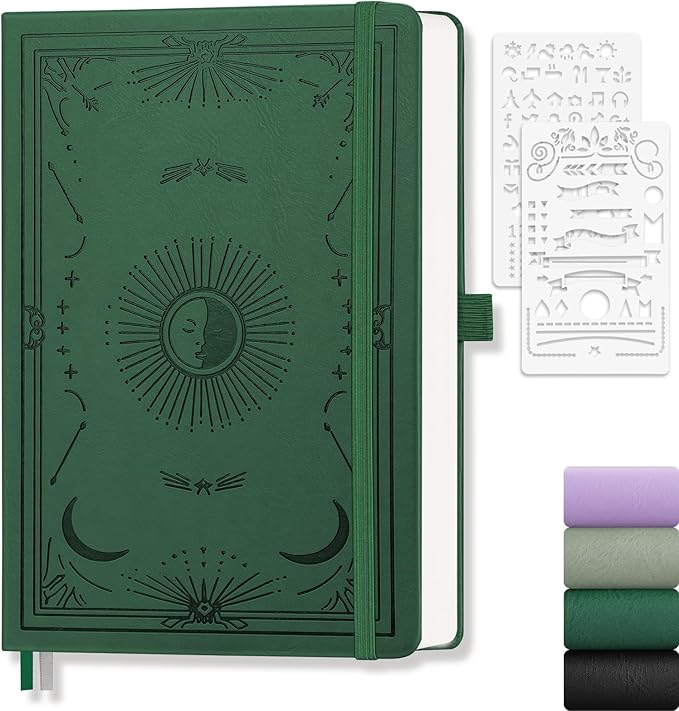 Blank Journal for Women Men, 192 Pages A5 Notebook Journal, Hardcover Notebook with 100Gsm Thick Pages, Leather Note Book for Writing, Travel, Business, Office, Prayer 5.7 x 8.3, Dark Green