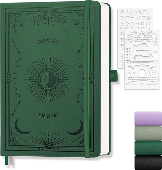Blank Journal for Women Men, 192 Pages A5 Notebook Journal, Hardcover Notebook with 100Gsm Thick Pages, Leather Note Book for Writing, Travel, Business, Office, Prayer 5.7 x 8.3, Dark Green