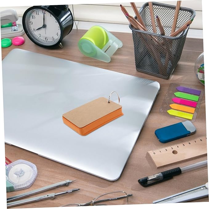 LALAFINA 50pcs Blank Paper Cards Study Flashcards Blank Index Cards Notebook Handdrawn Illustrations Ring Binder