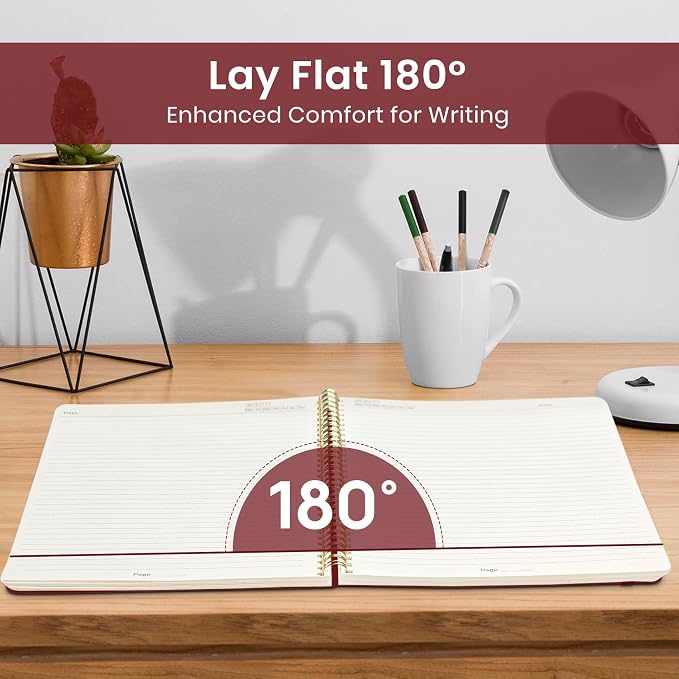Taja Large Spiral Lined Notebook for Work, Journal for Women & Men