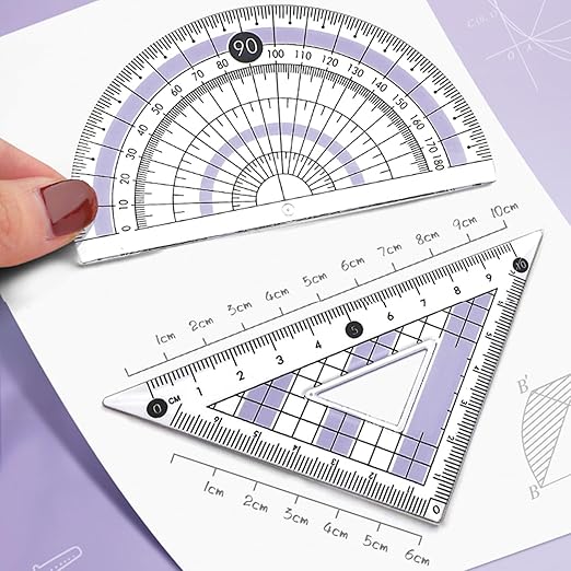 8 Pcs Pink Geometry Set Cute Compass Set with Maths Protractor Rulers, Math Set for Drawing Measuring Tools, Kawaii Ruler Kit for Class Women Girls School Supplies (Pink)