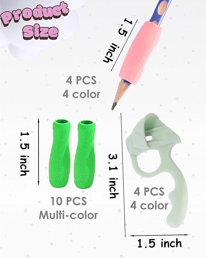 18 Pack Pencil Grips for Kids Handwriting,Pencil Gripper Holder Posture Correction for Preschooler Training, Pen Writing Aid Tool for Kids Preschools Students (18pcs Multicolor)