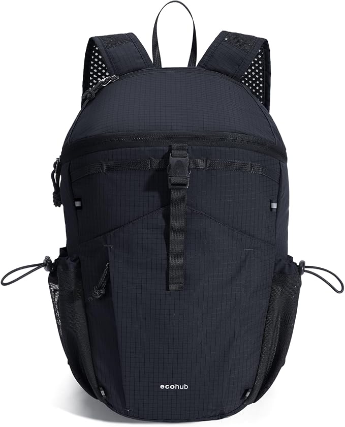 ECOHUB 15L Ultra-Lightweight Packable Backpack, Casual Daypack for Daily Use, Small Hiking & Travel, Foldable Backpack, Water-Resistant Nylon, Reflective Design
