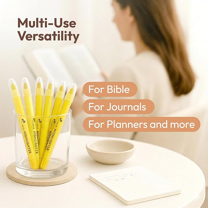 10 Pack Bible Safe Highlighters - Yellow Color, Wax Highlighters No Bleed, Bible Markers for Journaling, Study Accessories and School Supplies