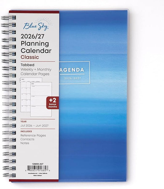Blue Sky 2026-2027 Weekly and Monthly Academic Year Planner Calendar, July 2026 - June 2027, 5" x 8", Flexible Cover, Wirebound, Laminated Tabs, Chanson