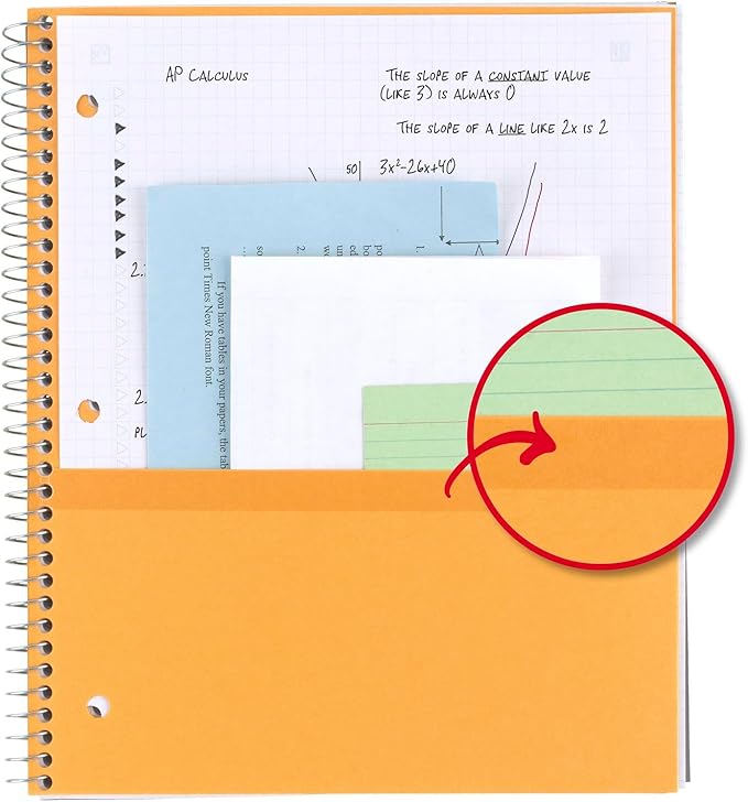 Five Star Spiral Notebook + Study App, 2 count, 1 Subject, College Ruled Paper, 100 Sheets, 8-1/2" x 11", Pacific Blue, Fire Red (38452) (Pack of 6)