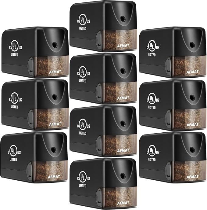 AFMAT 10 Pack Electric Pencil Sharpener, Heavy Duty Pencil Sharpener for Classroom, 6.5-8mm No.2/Colored Pencils, UL Listed, 10,000+ Sharpenings for Home, Office, School, PS13