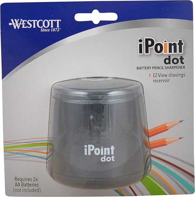 Westcott iPoint Dot Battery Pencil Sharpener, Battery Powered, 17553