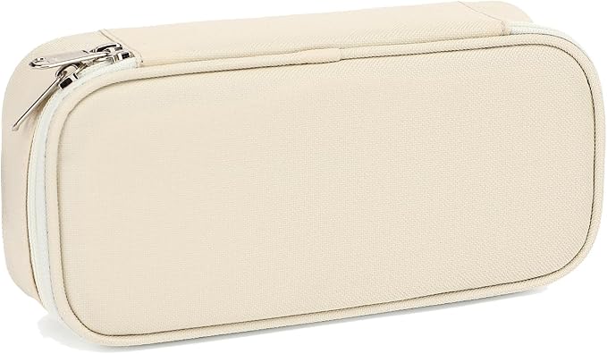 FlowFly Large Capacity Pencil Case for Kids, Boys & Girls – Zippered Multi-Functional Pen Pouch, Soft & Portable Pencil Bag for School, Teens, Students, Beige