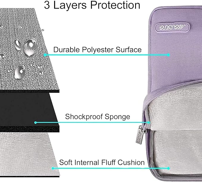 MOSISO Laptop Case 16 inch, 15-15.6 inch Laptop Sleeve Compatible with MacBook Pro 16 M5 M4 M3 M2 M1, HP Acer Dell Lenovo ASUS, Polyester Vertical Computer Sleeve Bag with Pocket, Purple