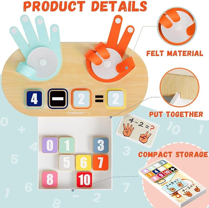 TOP BRIGHT Preschool Number Blocks Counting Toy for Toddlers 3-5 Year Old Boys Girls, Montessori Math Manipulatives, Educational Learning Gift with Storage Box