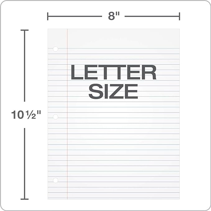 Oxford Filler Paper, 8 x 10-1/2 Inch Wide Ruled Paper, 3 Hole Punch, Loose Leaf Notebook Paper for 3 Ring Binders, 500 sheets (62330), white