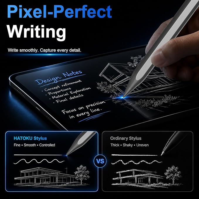 HATOKU Stylus Pen for iPad 2018-2026, 15 Min Fast Charge iPad Pencil 1st Gen with Tilt Sensitivity, Palm Rejection, Magnetic Pen for Apple iPad 6-11, Air 3-5/M2/M3, Mini 5-7, Pro 11/12.9/M4/M5 (Black)