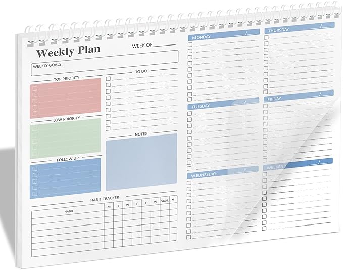 Ymumuda Weekly To Do List Notepad - Daily To Do List Undated 52 - Week Sheets, 8.5x11" Weekly Goal Notebook, Habit Tracker Journal, Excellent for Student School Work Personal Productivity Organizer