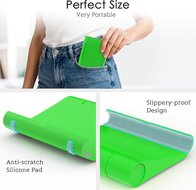 Cell Phone Stand for Desk, Foldable and Adjustable Multi-Angle Holder Dock, Universal Compatibility for Most Phone and Tablet, Portable and Sturdy Design for Office and Home (Green)
