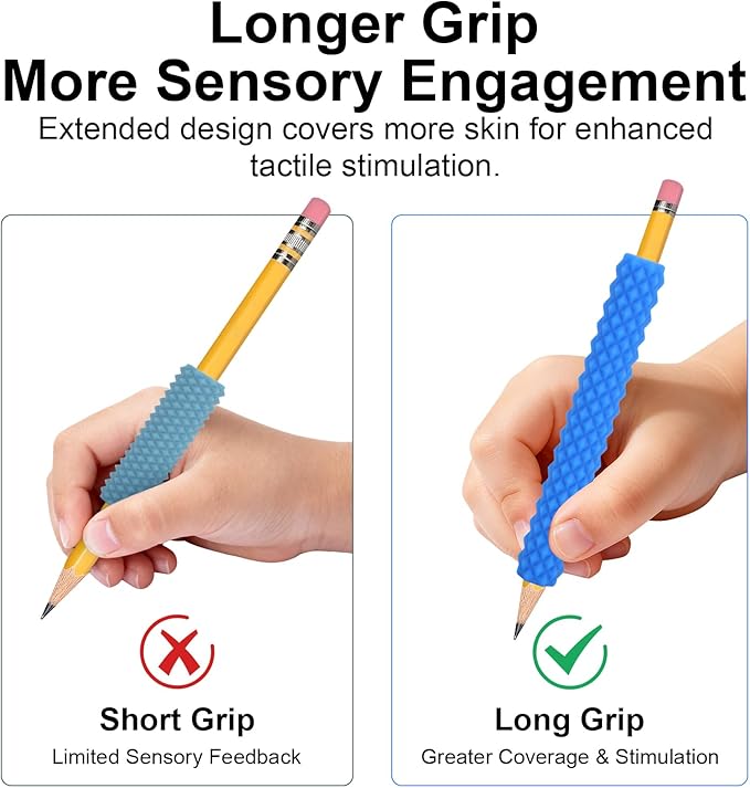 Sensory Pencil Grips for Kids 4 Pack, Quiet Classroom Fidget Toys, Textured Silicone ADHD & Autism Calming Tools, Anxiety Relief Item for Adults & Teens, Christmas Stocking Stuffers Gifts