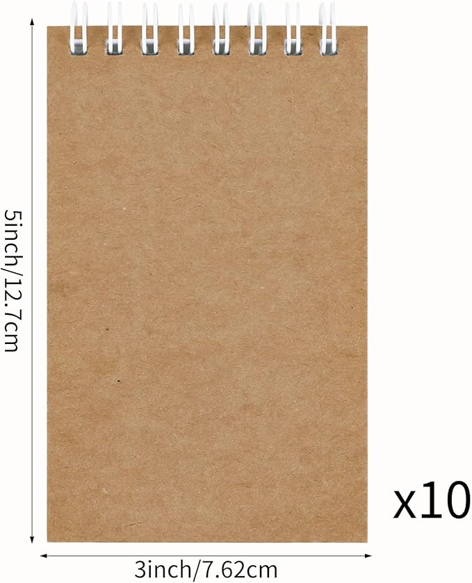 Hooqict 10 Pack Small Pocket Notebook Mini Notebooks Bulk Small 3x5 Spiral Notepads with Lined Pages, Memo Note Pads for Kids, Work, Office, School, 50 Sheets/100 Pages