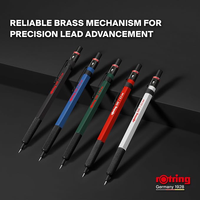 Rotring 500 Mechanical Pencil, Green Hexagonal Plastic Barrel and Non-Slip Textured Metal Grip, 0.5mm, HB Lead, 1 Count