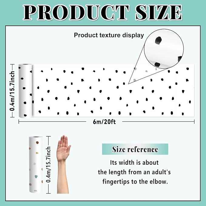 Black and White Polka Dot Bulletin Board Roll Non-Woven Fabric 15.7" x40ft