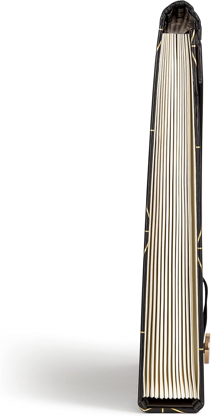 U Brands 13-Pocket Expanding File Folder, Office Supplies, Black and Gold Geometric, Brass Hardware, FSC Certified