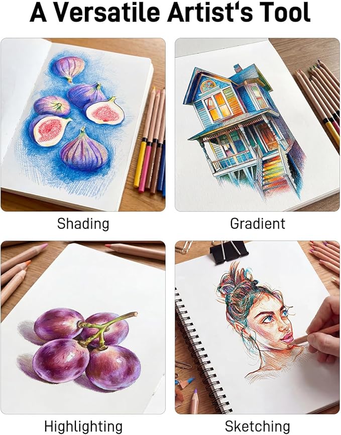 JusArt 24 Oil-Based Colored Pencils – Soft Core, Durable, Vibrant & Ultra-Smooth. Ideal for Adult Coloring, Portrait, Sketching, Landscape. Professional Drawing Pencils for Artists, Adults & Beginners