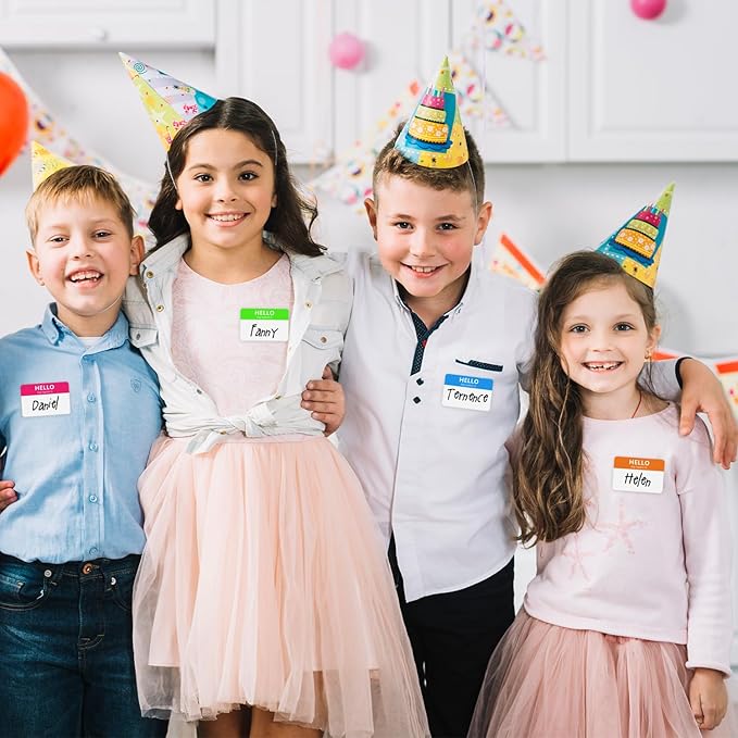 400 Pcs Name Tags Colorful Sticker-16 Colors (3"x2") Hello My Name is Peel & Stick Identification Badges for School, Office, Conferences & Family Parties.