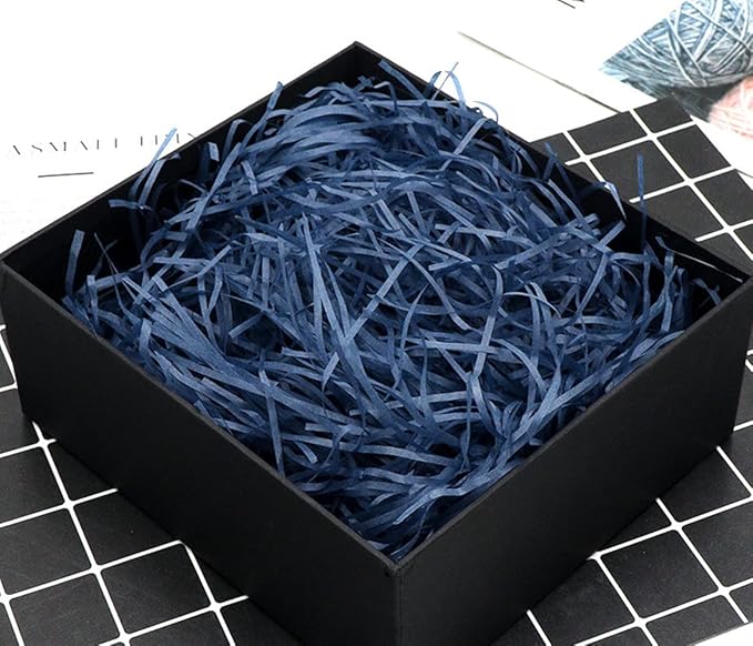 Raffia Paper Shreds, 100g Shredded Paper for Gift Box, Crinkle Cut Paper Shred Filler for Gift Wrapping & Basket Filling(Dark Blue)