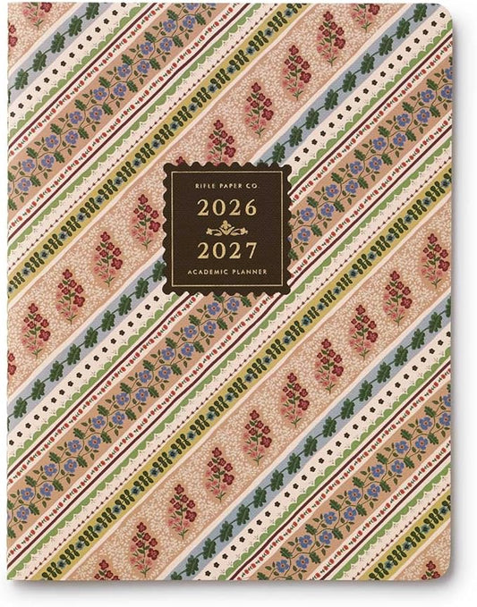 RIFLE PAPER CO. 2027 Paisley 12-Month Academic Appointment Notebook, Aug. 2026 - July 2027, Thread-Stitch Binding, 9.75" L x 7.75" W, Metallic Gold Foil Accents, Monthly Pages & Note Section