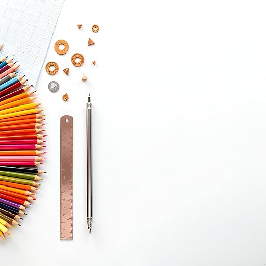Rose Gold Ruler, Metal Drawing Ruler, Brass Straight, Unisex Learning Measuring Bookmark Stationery for School Office Math Geometry Gift Drafting Tools and Kits Office and School Supplies