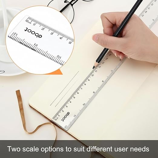 Eboot 20 Pack 12 Inch Clear Plastic Rulers Bulk, Easy-to-Read Straight Edge Rulers with Inches and Metric for School Students Teachers Classroom Office Supplies
