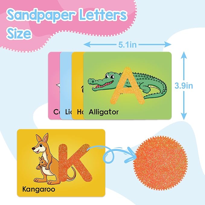 Broytain Sandpaper Letters Cards for Toddlers 3+,Word Games,Speech Therapy Toys for 3 4 5,Sensory Products, Educational Flash Cards,Learn Animals and Others