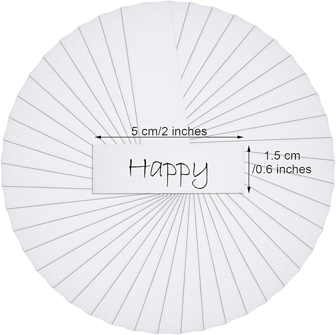 Outus 300 Pieces Iron on Fabric Name Labels for Clothing, 2 x 0.6 Inch Precut Custom Writable Clothes Name Tag Washable Personalized Label for School Nursing Home College Camp Daycare Uniform
