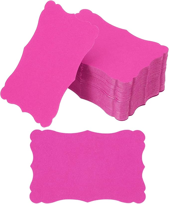 PATIKIL 3.7"x2.4" Blank Paper Business Cards, 120 Pack Small Index Flash Cards Words Message Note Card Mini Paper Tags Lace for DIY Gift, Pink