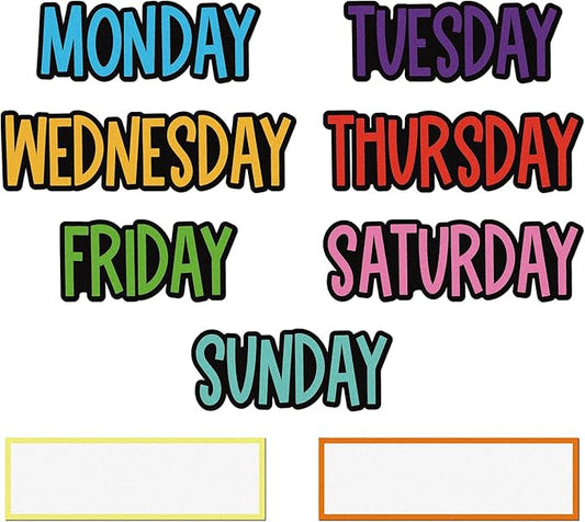Ireer 9 Pcs Days of the Week Magnets Colorful Magnetic Week Labels for Whiteboard Calendar Headliners Inspirational Cute Decorative Magnets for School Home Locker Whiteboard(Classic)