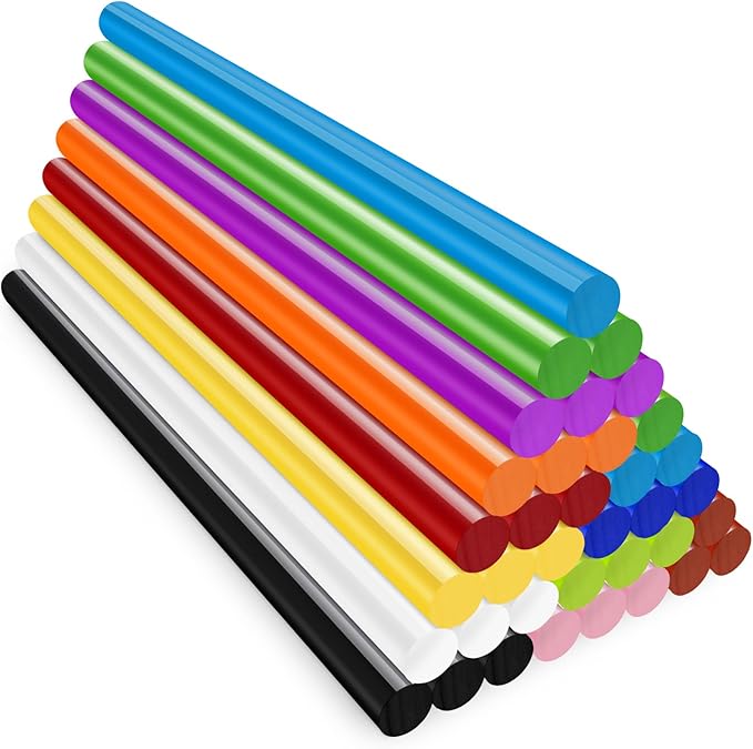 ENPOINT Colored Hot Glue Sticks Full Size, 8" Long x 0.43" Dia 36 Pack Hot Melt Glue Sticks Bulk, Color Adhesive Glue Sticks Standard for Crafting DIY Art School Gluing Project Repair Sealing