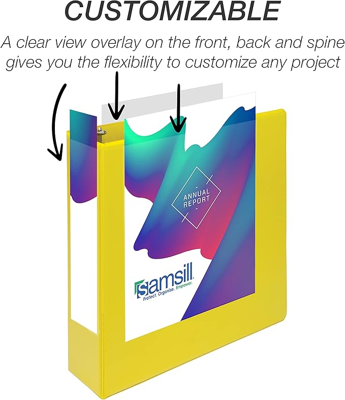 Samsill Durable 2 inch 3 Ring Binder, D Ring Binder, 100% Recycled Chipboard, Yellow