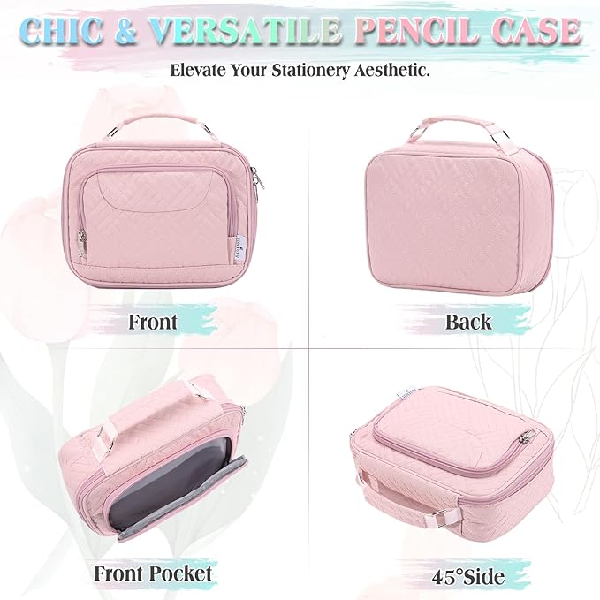 Large Pen Pencil Case,VONXURY High Capacity Art Colored Pencil Pouch Portable Stationery Organizer With 2 Detachable Layers 54 Slots Multiple Zipper Pockets for School Office College