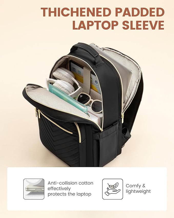 LOVEVOOK Laptop Backpack for Women with Giant Tumbler Holder 18.4 inch,Designer Travel Backpack Laptop Bag College Backpack,Quilted Work Nurse Teacher Backpack Purse Computer Bag Daypack,Navy Blue