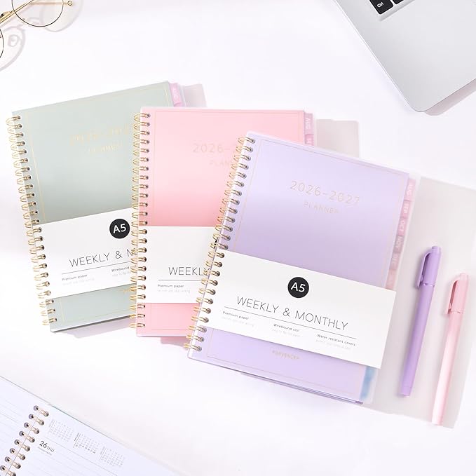 Aug 2026 - Dec 2027 Planner, Forvencer 17 Month Academic Planner 2026-2027, 8.5" x 11", Calendar Planner Weekly and Monthly, Daily Agenda Book, School Supplies for Student Teacher, A4, Navy Blue