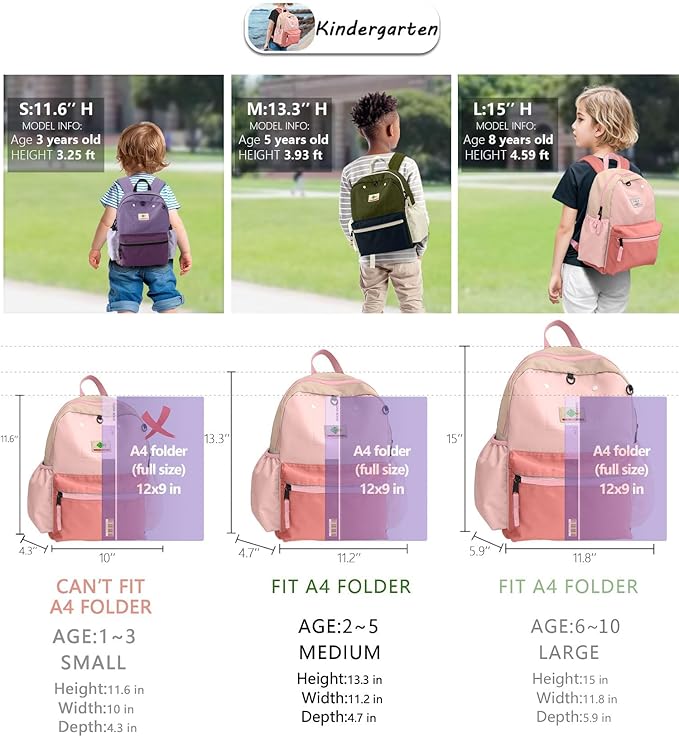 atgark Toddler Backpack for Girls 2-5: Preschool Kindergarten 13" Daycare Backpacks Fit A4 Folder