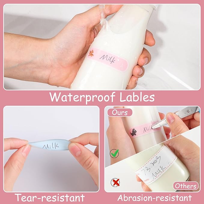480Pcs Baby Bottle Labels for Daycare, Waterproof Name Labels for Kids Daycare Essentials for Nursery and Preschool (Dinosaurs)