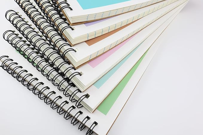 Steno Pad,6 Pack Top Spiral Notepads,6" x 9",80 Sheets, Gregg Rule Steno Notebook for Writing Notes in School, University, College, Office,Home