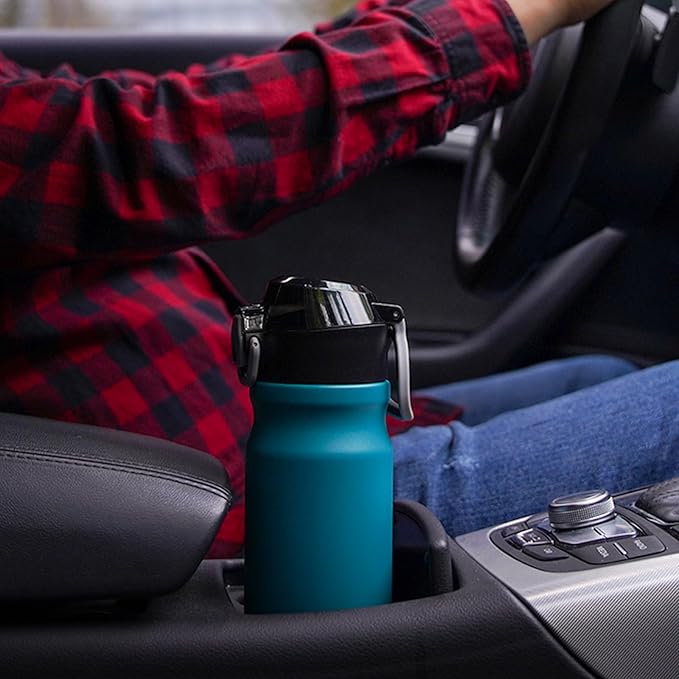 BJPKPK Water Bottle with Straw 25oz Insulated Water Bottles Reusable Stainless Steel Metal Thermal Flask with Leak Proof Lockable Lid and Carry Handle,Navy Blue