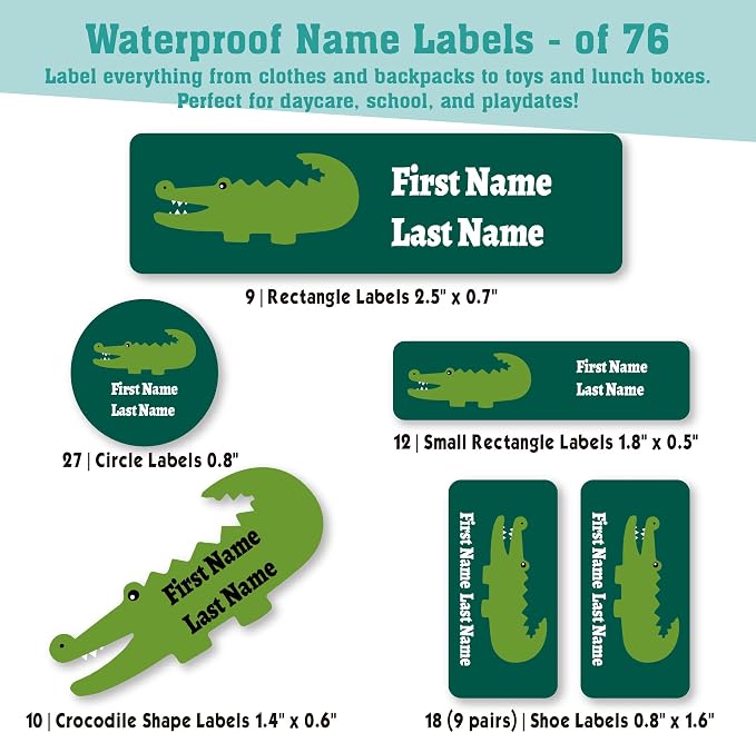 Personalized Daycare Name Labels for Kids (76 Labels) - Custom Durable Waterproof Name Stickers for Clothing Tags, Water Bottles, Lunch Boxes, and School Supplies - Dishwasher, Washer
