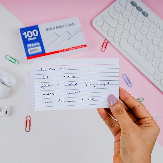 BAZIC Products Ruled Index Cards, 3" x 5", 100-Count, 4-Pack